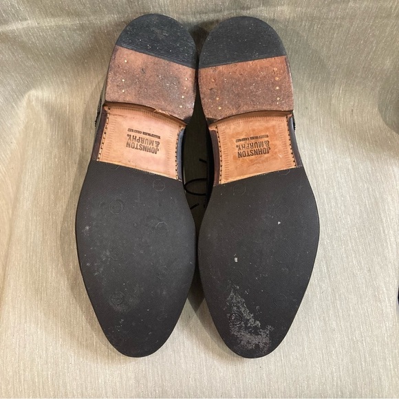 JOHNSTON & MURPHY Sz 10 Lace Up Oxford Wingtip Leather Dress Shoes - Picture 7 of 11